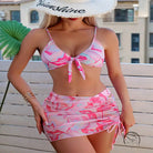 Swimsuit Lace Printing Bikini Beach Three Piece Women
