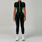 Black neon green langry fashion jumpsuit for yoga exercise