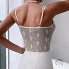 French Strap Lace Stitching See Through Vest