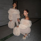 Langry fashion plush faux fur handbag with soft rounded silhouette