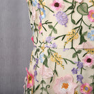 Langry French Elegant Fishtail Hem Mesh Dress in Cream Floral Embroidery