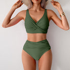 Olive green two-piece Gorgeous Split Swimsuit for stylish summer fashion and ملابس