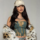 Beige baseball cap with gold and clear embellishments for langry fashion coat