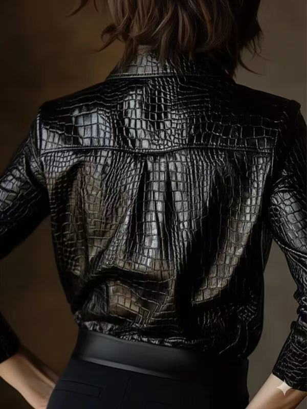 Faux Leather Top Autumn Winter