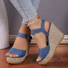 One Strap Wedge Sandals Women Platform Cloth High Heel Straw