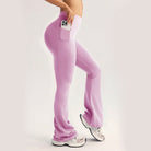 Soft lavender wide leg high waist yoga pants in langry fashion