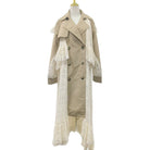 Elegant langry fashion beige trench coat with lace detailing