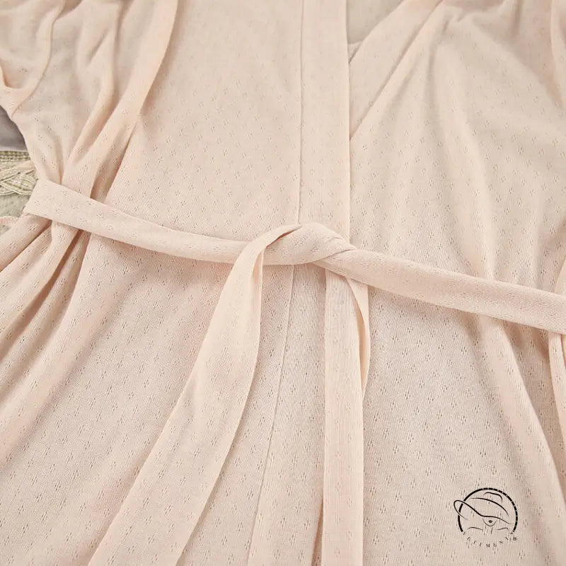 Blush langry fashion knit robe with dotted texture and self-tie belt