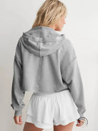 Cozy loose hooded sweatshirt in grey with white shorts, langry fashion ملابس