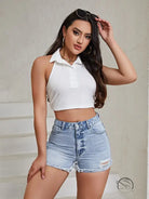 Comfortable Slim Denim Shorts Pocket Casual
