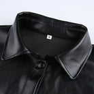 Langry fashion black glossy leather shirt, medium, winter coat style
