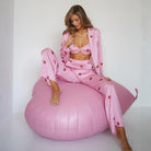 Pink Langry Strawberry Print Loungewear Set with Bean Bag