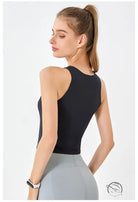 Round Neck Double Layer Sleeveless Sports Vest Women