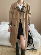Faux Double Sided Wear Retro Plaid Stitching Coat