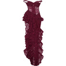 Elegant burgundy lace ruffled bodysuit in langry fashion ملابس