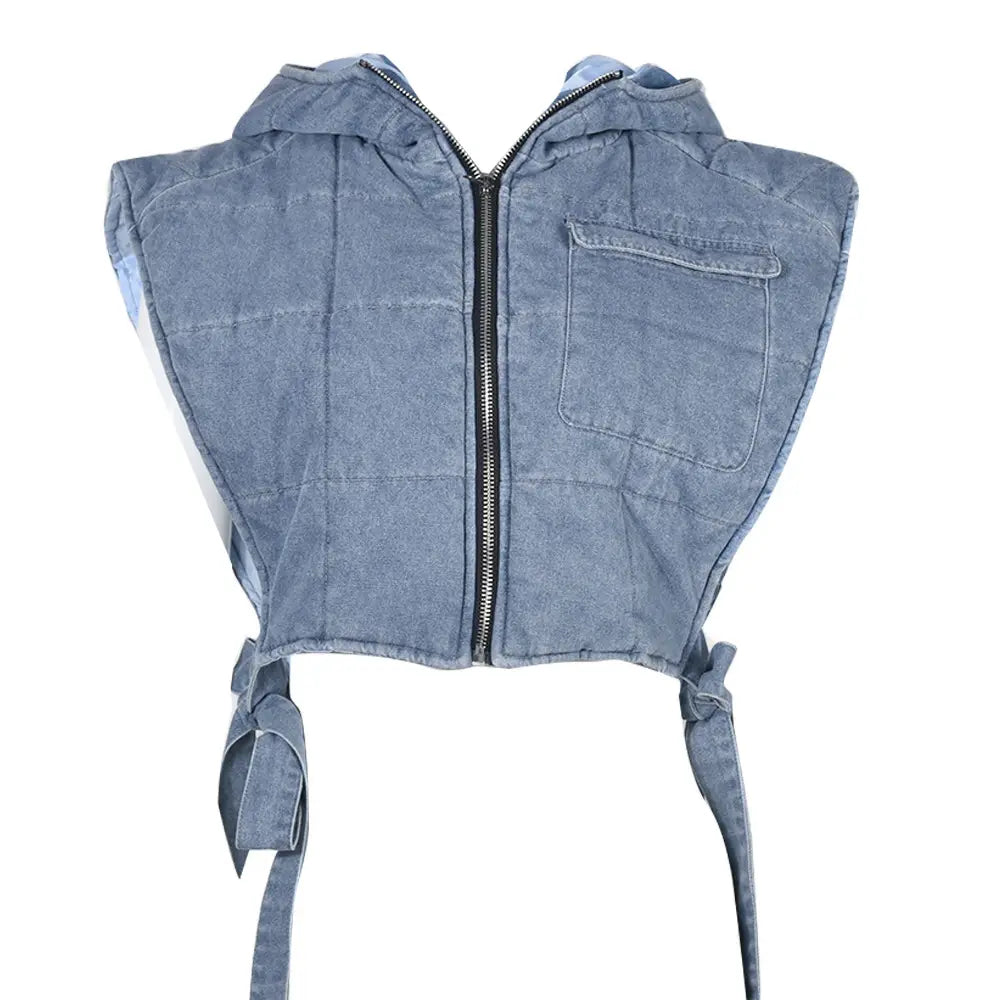 Hooded Sleeveless Short Vest