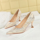Langry fashion beige snakeskin pointed-toe mid heel pumps