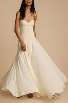 Elegant ivory casual loose large swing dress