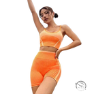 Orange ribbed bum lift workout set with high waist design