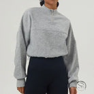 Gray textured quarter-zip cropped autumn winter thickened sweater