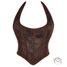 Dark brown tube top halter corset in brown paisley pattern