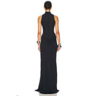 Black halter neck langry maxi dress with ruched detailing