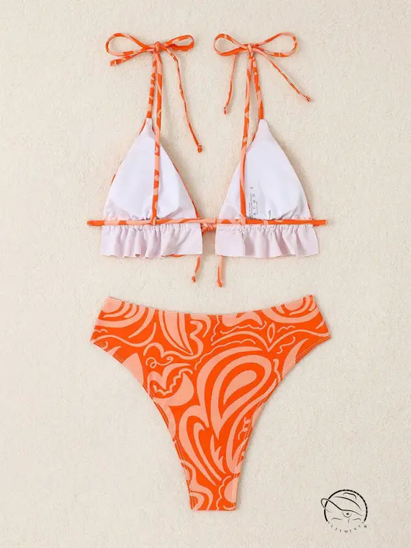 Bikini Swimsuit Printed Lace Up Spring Beach Women