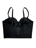 Langry embroidered floral short boning corset with black lace trim sports bra