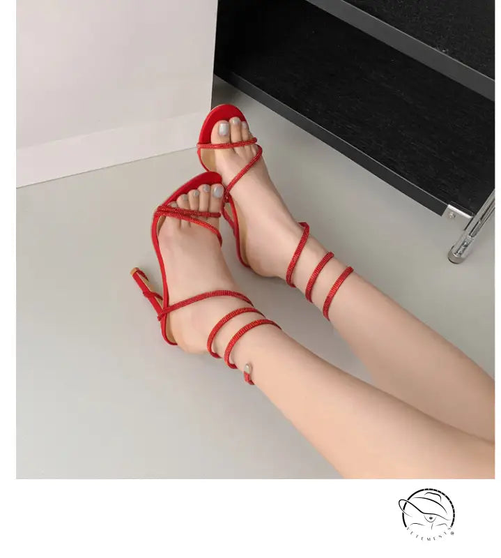 Summer Snake Shaped Rhinestone High Heel