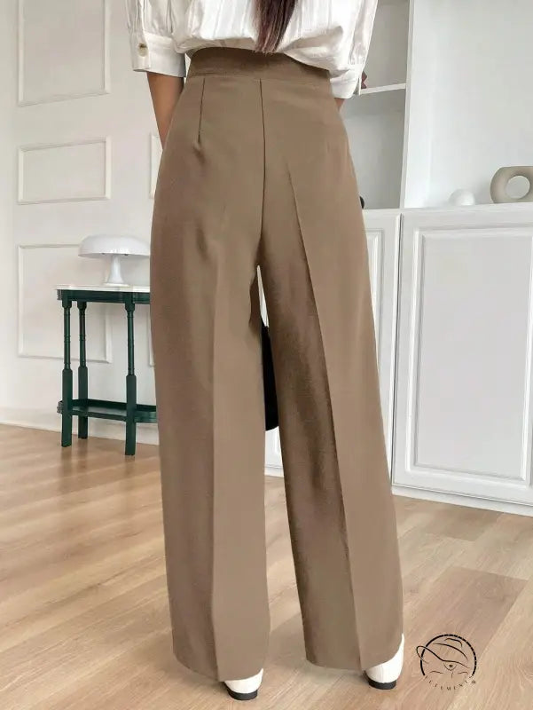 Langry fashion beige high-waisted wide-leg pants in slimming straight design