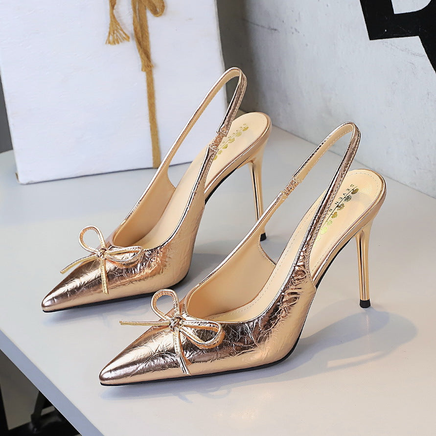 Cocktail Low Cut Back Strap High Heel