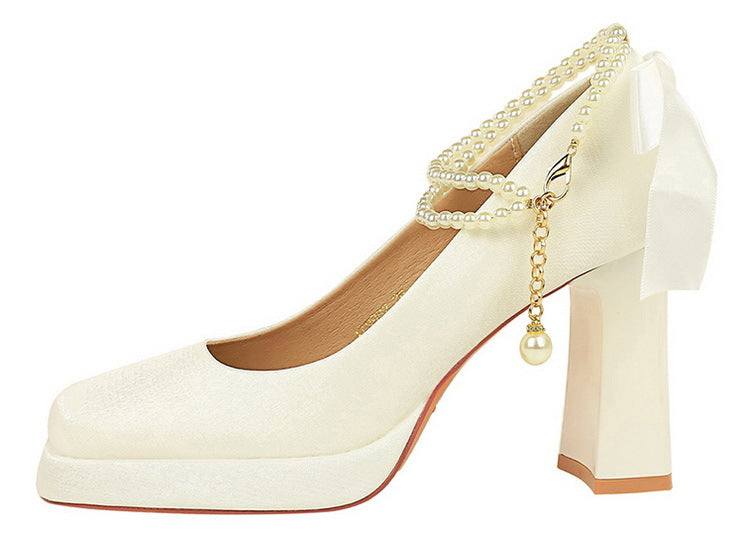 Square Toe Chunky Heel Waterproof High