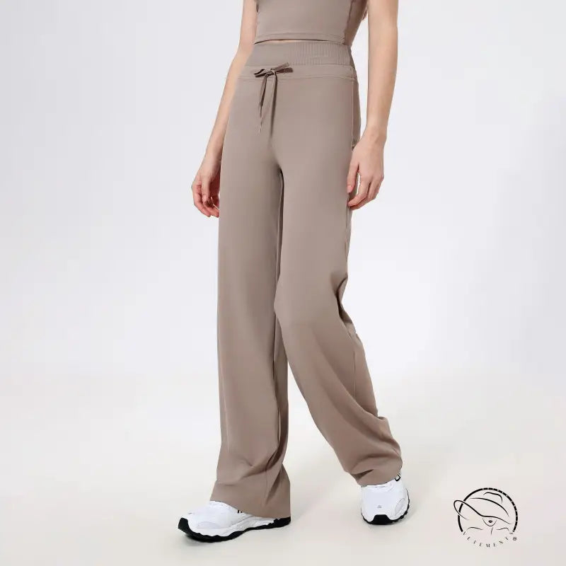 Taupe langry fashion loose quick-drying trousers with drawstring waist
