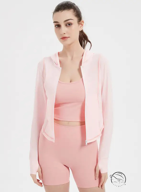 Sports Jacket Women High Elastic Hooded Quick Drying Top Violently Sweat Running Training Yoga Clothes Coat