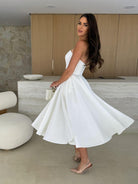 Stylish White Strapless Midi Dress from Gorgeous Midi Dress collection in Fashion