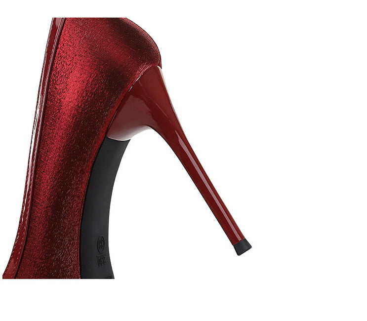 Stitching Pointed Toe Cocktail High Heel