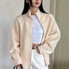 Winter Korean Stand Collar Zipper Knitted Cardigan Top