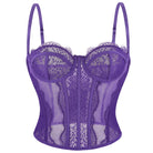 Purple langry fashion corset with floral lace and adjustable straps