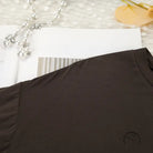 Dark brown round neck short-sleeved t-shirt with gathered shoulders for women’s fashion pajamas