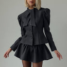 Niche Design Bow Tie Long Sleeve Top Skirt High Sense Two Piece Sets Elegant Outfit