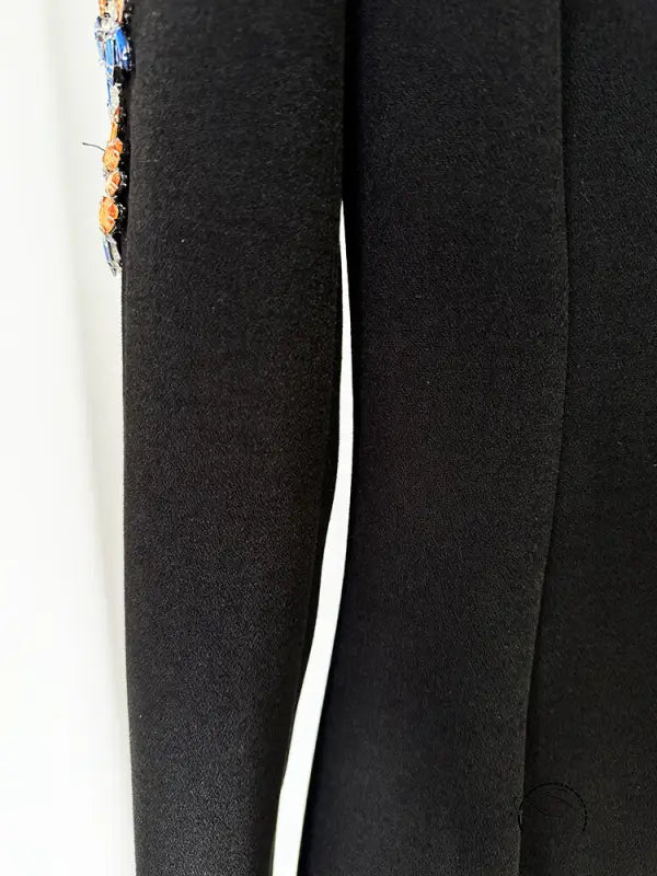 Autumn Winter Star Heavy Industry Beads Diamond Embedded Long Sleeve Mid Length Dress