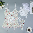 Elegant white floral lace corset set in langry fashion, with embroidery