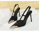 High Grade Metal Pointed Toe Strap Heels