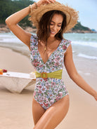 Floral belted one-piece swimsuit from Langry, perfect for stylish summer fashion