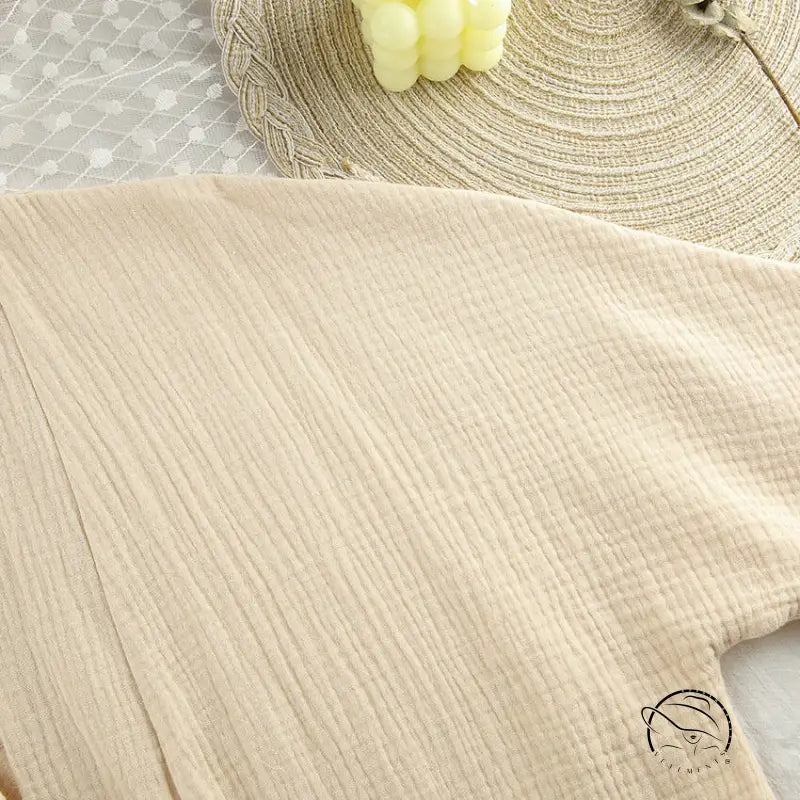 Light beige crinkled cotton gauze in Winter Pure Cotton Pajamas