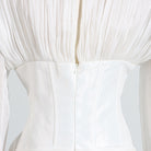 Langry fashion white satin corset ruffled short dress with zipper and pleats