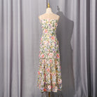 Elegant Langry fashion off-white floral dress with fishtail hem mesh stitching