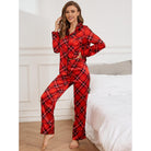 Red plaid button-up pajama set from Winter Red Year Christmas collection for comfortable home wear
