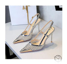 High Grade Metal Pointed Toe Strap Heels