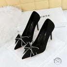 Shallow Mouth Pointed Toe Rhinestone Bow High Heel